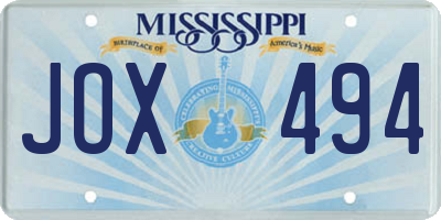 MS license plate JOX494