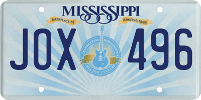 MS license plate JOX496