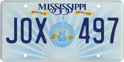 MS license plate JOX497