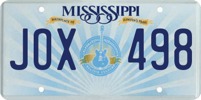 MS license plate JOX498