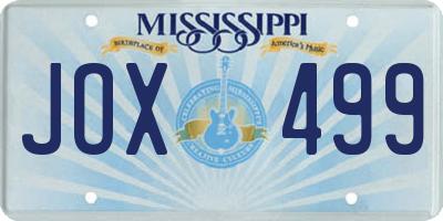MS license plate JOX499