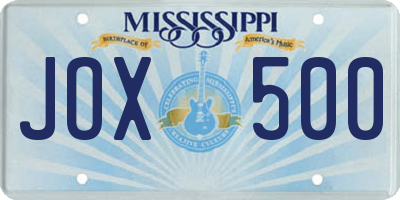MS license plate JOX500