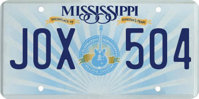 MS license plate JOX504