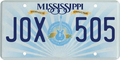MS license plate JOX505