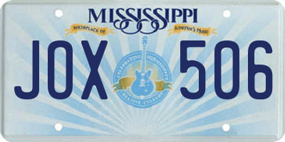 MS license plate JOX506