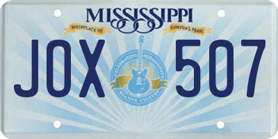 MS license plate JOX507