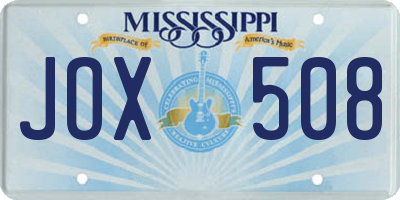 MS license plate JOX508
