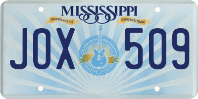 MS license plate JOX509