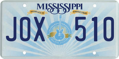 MS license plate JOX510