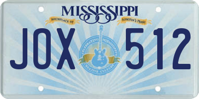 MS license plate JOX512