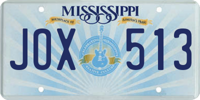 MS license plate JOX513