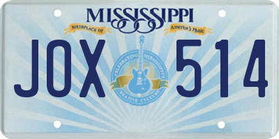 MS license plate JOX514
