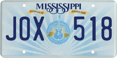 MS license plate JOX518