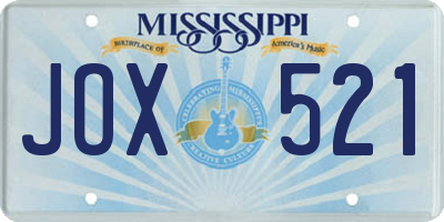 MS license plate JOX521
