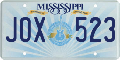 MS license plate JOX523