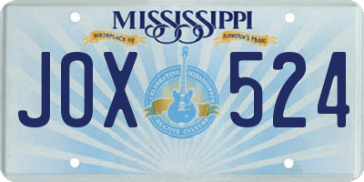 MS license plate JOX524