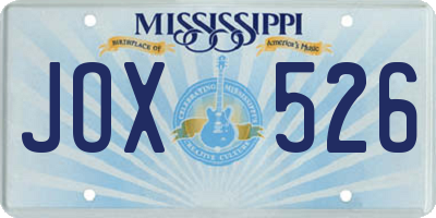 MS license plate JOX526