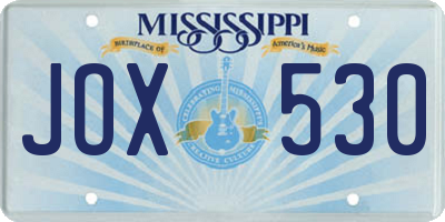 MS license plate JOX530