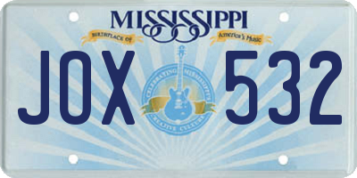 MS license plate JOX532