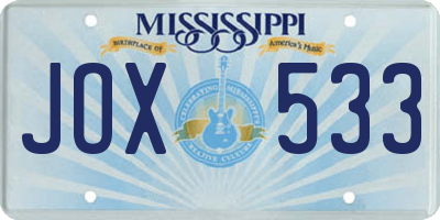 MS license plate JOX533