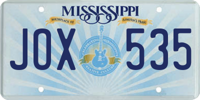 MS license plate JOX535