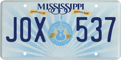 MS license plate JOX537