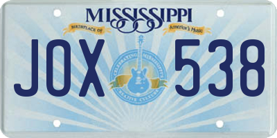 MS license plate JOX538
