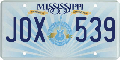 MS license plate JOX539