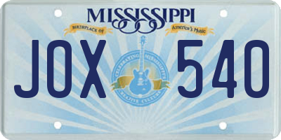 MS license plate JOX540