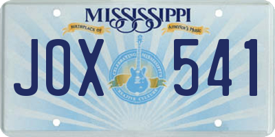 MS license plate JOX541