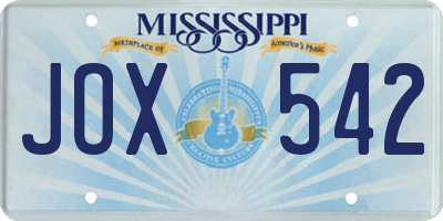 MS license plate JOX542