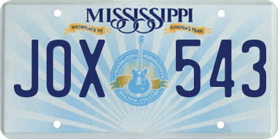 MS license plate JOX543