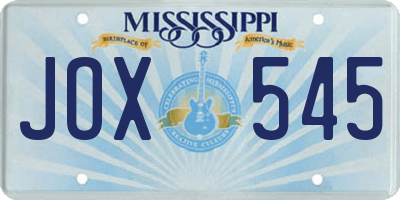 MS license plate JOX545