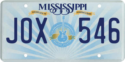 MS license plate JOX546