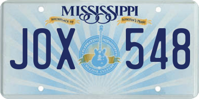 MS license plate JOX548