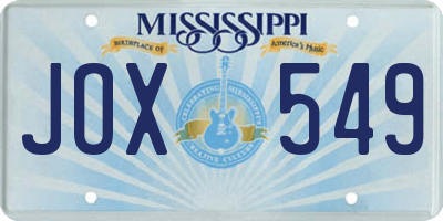 MS license plate JOX549