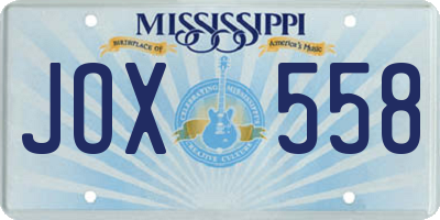 MS license plate JOX558