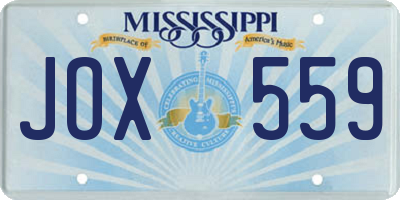 MS license plate JOX559