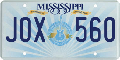 MS license plate JOX560