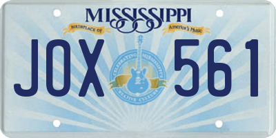 MS license plate JOX561