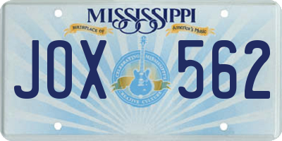MS license plate JOX562
