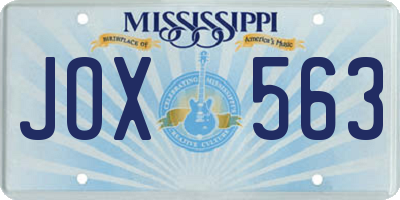 MS license plate JOX563