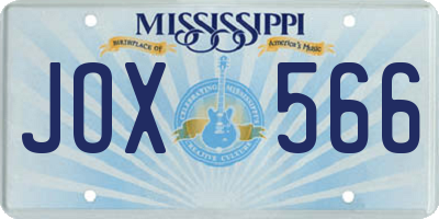 MS license plate JOX566