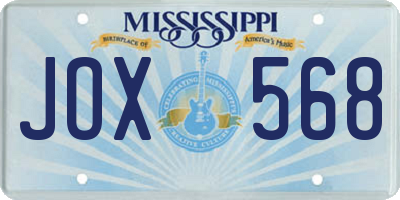 MS license plate JOX568