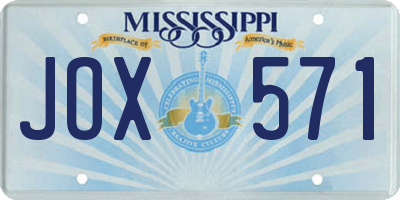MS license plate JOX571
