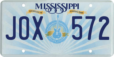 MS license plate JOX572