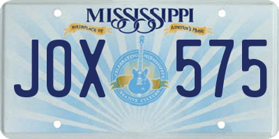 MS license plate JOX575