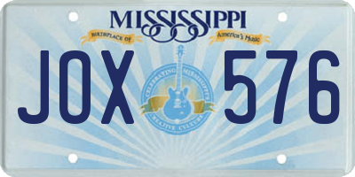 MS license plate JOX576