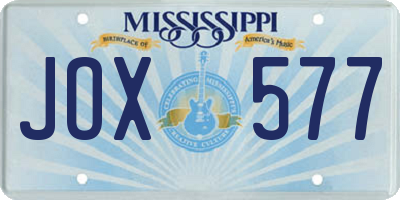 MS license plate JOX577