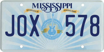 MS license plate JOX578